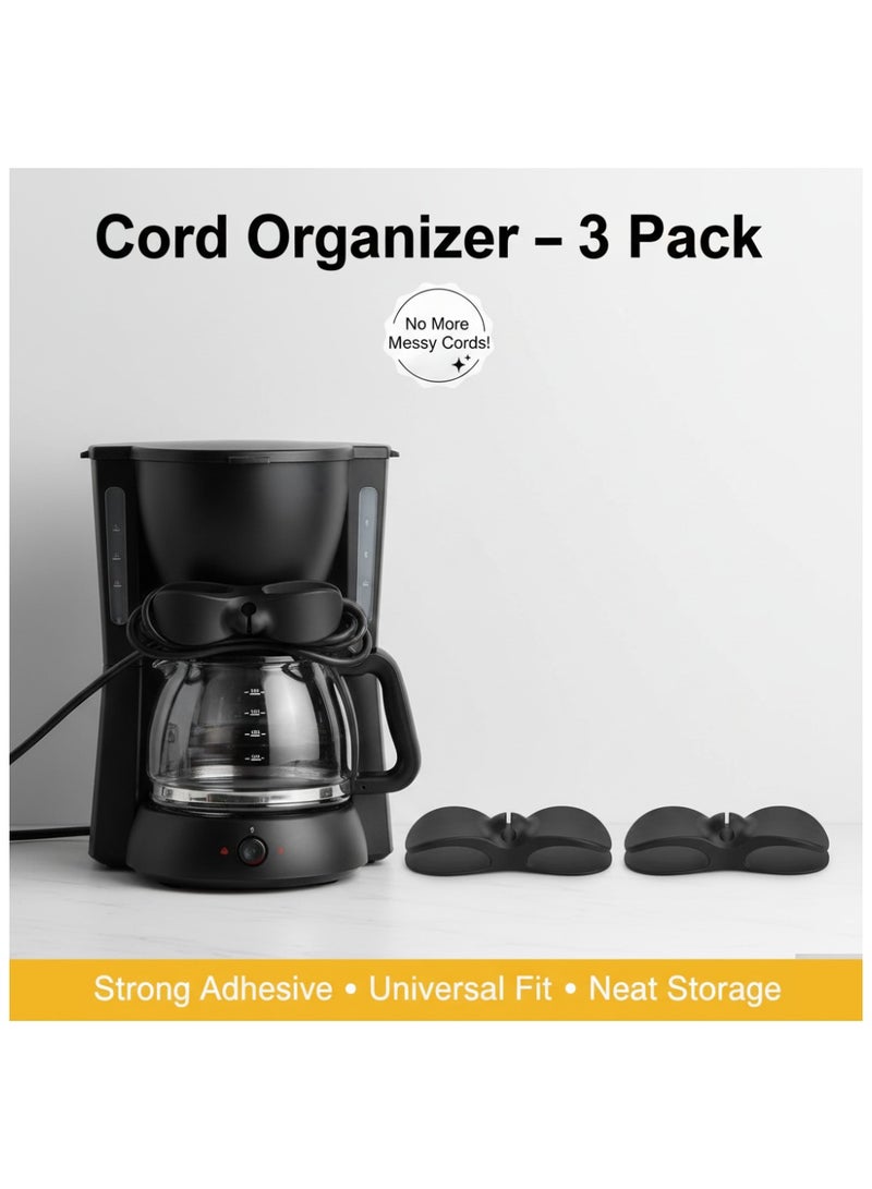 منظم أسلاك للأجهزة المنزلية – مجموعة من 3 مشابك لإدارة الكابلات مع لاصق قوي – حامل أسلاك للخلاط، الخلاط اليدوي، المحمصة، ماكينة القهوة، طنجرة الضغط، القلاية الهوائية والمزيد - Image 2