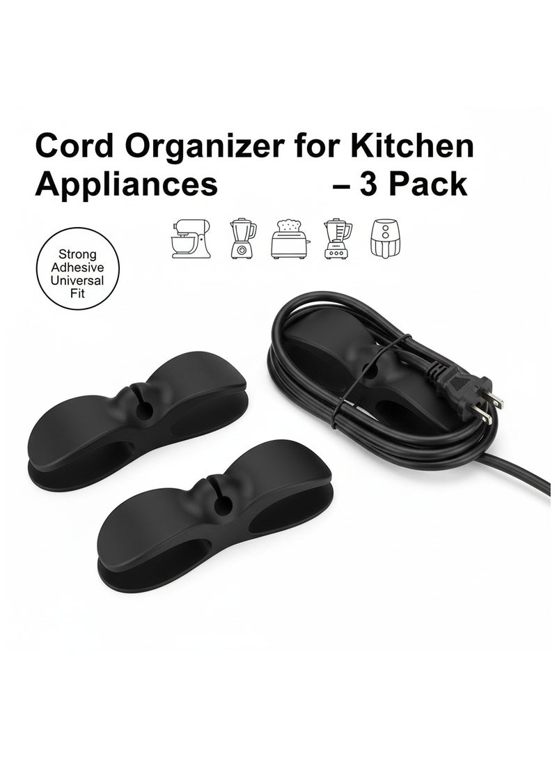 منظم أسلاك للأجهزة المنزلية – مجموعة من 3 مشابك لإدارة الكابلات مع لاصق قوي – حامل أسلاك للخلاط، الخلاط اليدوي، المحمصة، ماكينة القهوة، طنجرة الضغط، القلاية الهوائية والمزيد - Image 5