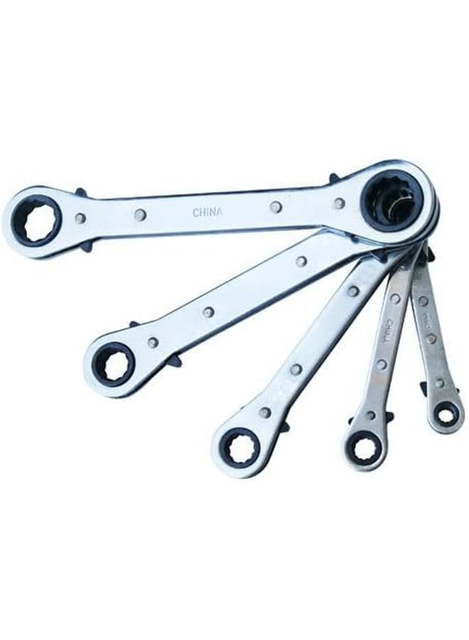 Apollo Tools 5 Piece Metric Steel Ratcheting Wrench Set Includes 5 Ratcheting Wrenches Inch Quick Release Case For Trunk Garage And On The Road Dt1213  - Image 2