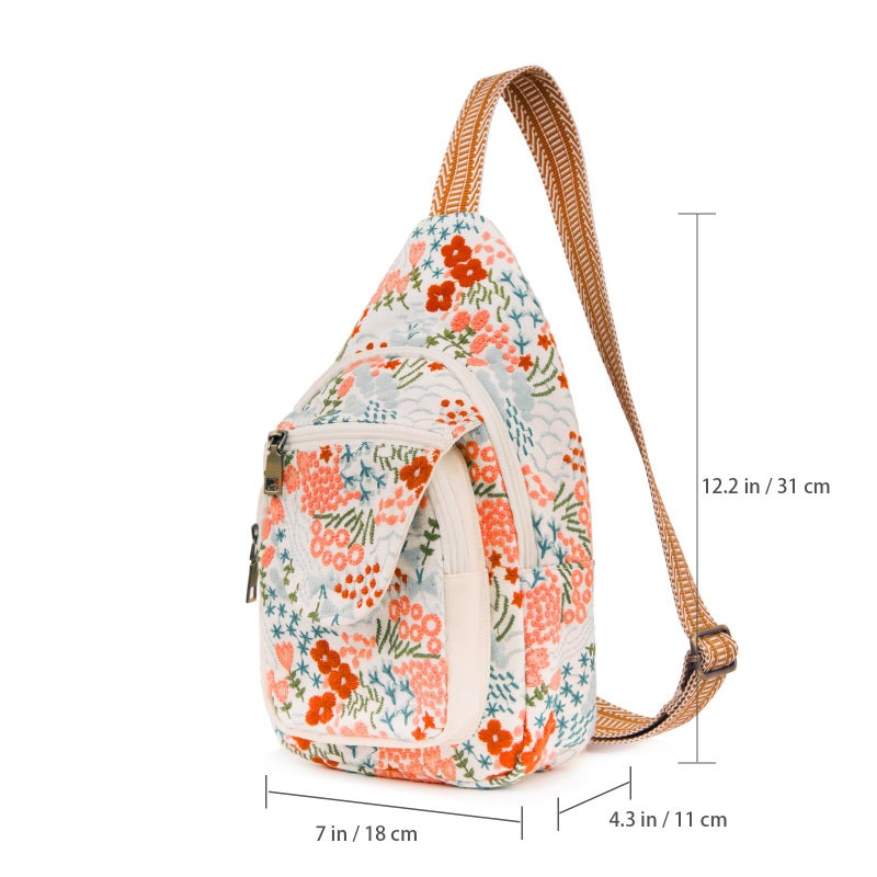SILKAREA Vintage Embroidered Floral Ethnic Backpack for Women Handbag Shoulder Bag Mini Travel Purse (Flower Sea White) - Image 3