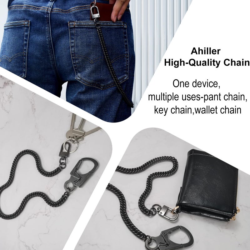Ahiller Wallet Chain, 25''Heavy Duty Biker Wallet Chains for Men, Anti Lost Keychain,Belt,Pocket Jean Pant Chain for Keys(W-JRL-Gunmetal-1P) - Image 3