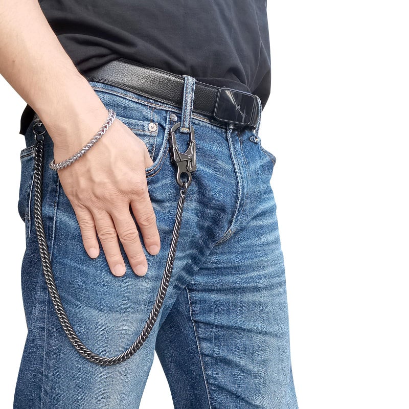 Ahiller Wallet Chain, 25''Heavy Duty Biker Wallet Chains for Men, Anti Lost Keychain,Belt,Pocket Jean Pant Chain for Keys(W-JRL-Gunmetal-1P) - Image 2
