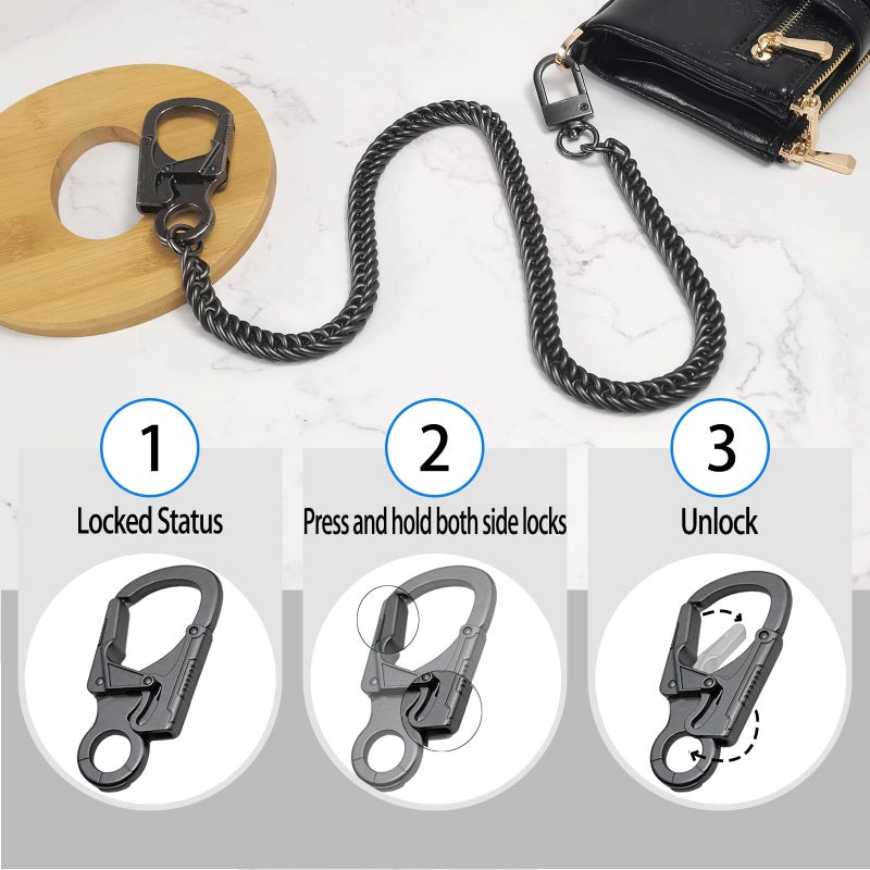 Ahiller Wallet Chain, 25''Heavy Duty Biker Wallet Chains for Men, Anti Lost Keychain,Belt,Pocket Jean Pant Chain for Keys(W-JRL-Gunmetal-1P) - Image 5
