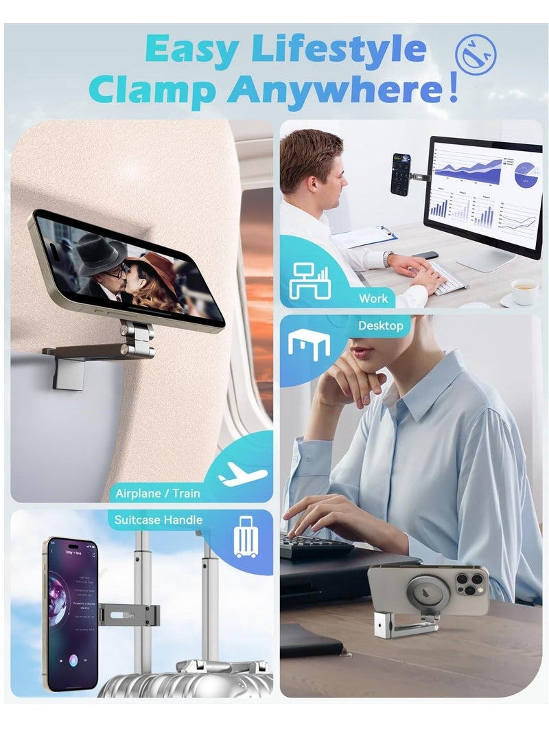Excefore For Magsafe Airplane Phone Holder Travel Essentials, Flexible Rotation, Airplane Travel Essentials for 15/14/13/12/,Galaxy S24/23 - Image 5