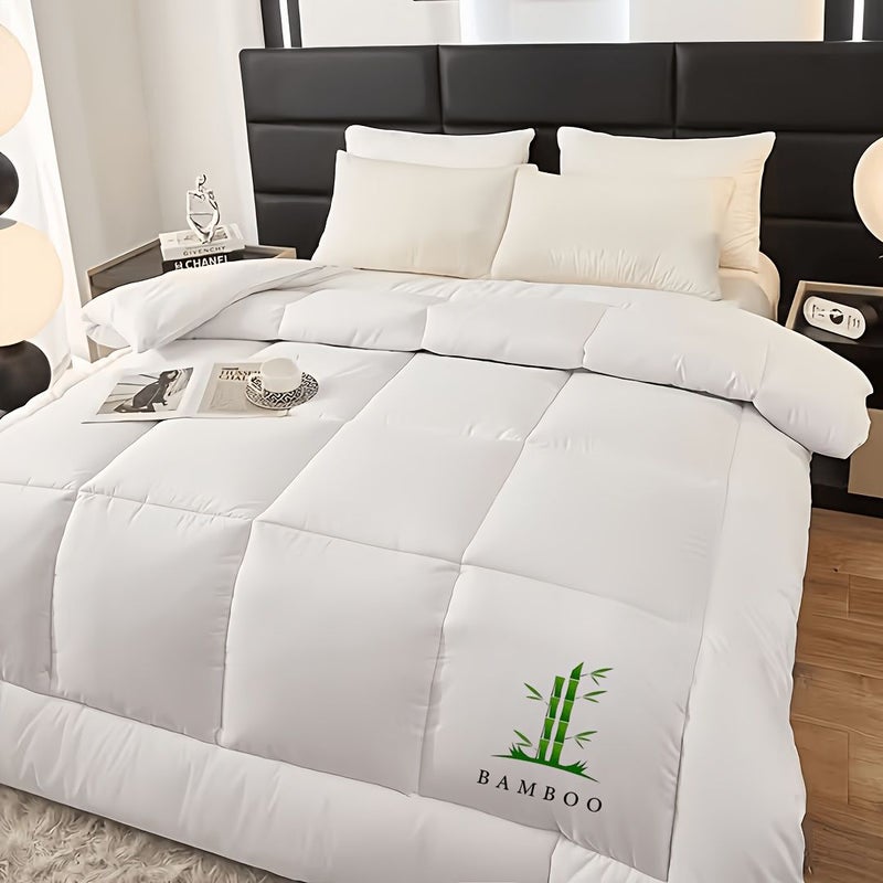 Grey Bamboo Fiber Comforter For All Seasons Thick Luxury Hotel Style Quilt Bedspread Travel Size 59 06 By 78 74 Inches - Image 4