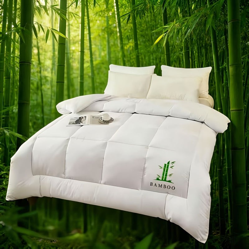 Grey Bamboo Fiber Comforter For All Seasons Thick Luxury Hotel Style Quilt Bedspread Travel Size 59 06 By 78 74 Inches - Image 2