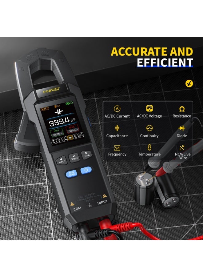 FNIRSI DMC-100 DC AC Current Clamp Meter 10000 Count Digital Multimeter 600A Ammeter NCV Electrical Tools - Image 5