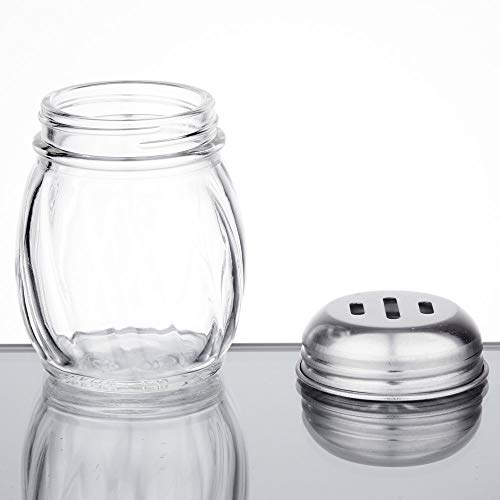 AMZ Empire 6-Ounces Glass Spices Shaker With Perforated Stainless Steel Top And Parmesan Cheese Shaker With Slotted Stainless Steel Top/Set of 2/Bulk Swirl Retro Style Dispensers With Lids/Salt & Pepper Shakers - Image 4