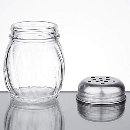 AMZ Empire 6-Ounces Glass Spices Shaker With Perforated Stainless Steel Top And Parmesan Cheese Shaker With Slotted Stainless Steel Top/Set of 2/Bulk Swirl Retro Style Dispensers With Lids/Salt & Pepper Shakers - Image 3