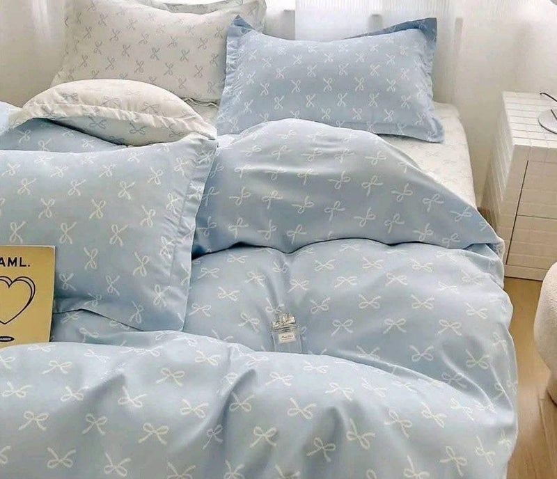 Generic Cotton Duvet Cover, Bow Pattern, 220 x 240 cm .flo (blue) - Image 1