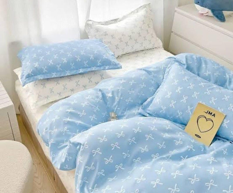 Generic Cotton Duvet Cover, Bow Pattern, 220 x 240 cm .flo (blue) - Image 2