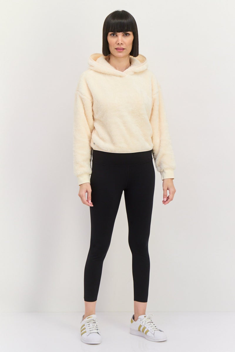 adidas Originals Women Sportswear Fit Long Sleeves Outdoor Fluffy-Teddy Hoodie, Cream  - Image 4