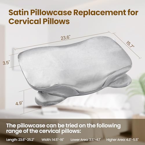 Zelimun Thickened Satin Pillowcase for Zelimun Cervical Pillow, Smooth & Soft Pillowcase, Contour Pillow Cover with Zipper (Grey) - Image 2