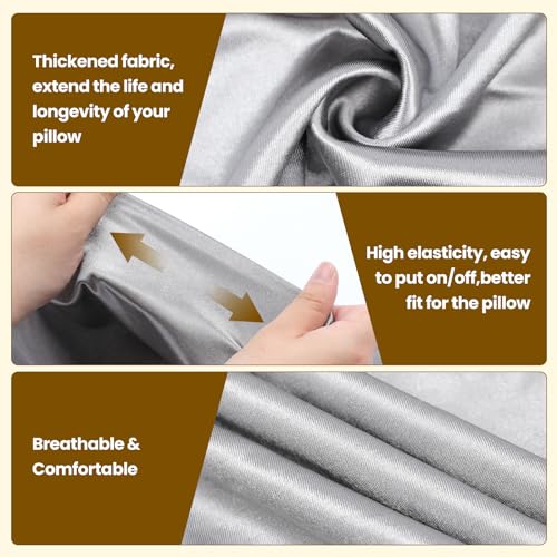 Zelimun Thickened Satin Pillowcase for Zelimun Cervical Pillow, Smooth & Soft Pillowcase, Contour Pillow Cover with Zipper (Grey) - Image 4