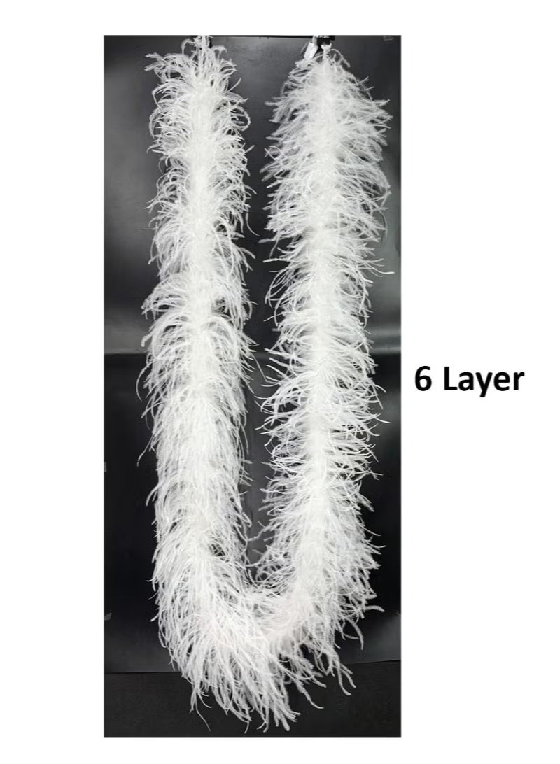 6 Layer 1pc Natural Ostrich Feather, 2M White Color. - Image 1