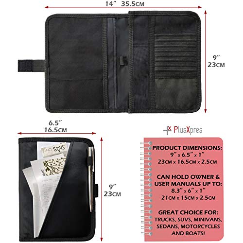 PlusXpres Glove Box Compartment Organizer - Car Document Holder - Owner Manual Case Pouch - Vehicle Storage Wallet for Registration & Insurance Card - Premium Auto Paperwork Holder - Log Book included - Black - Image 4