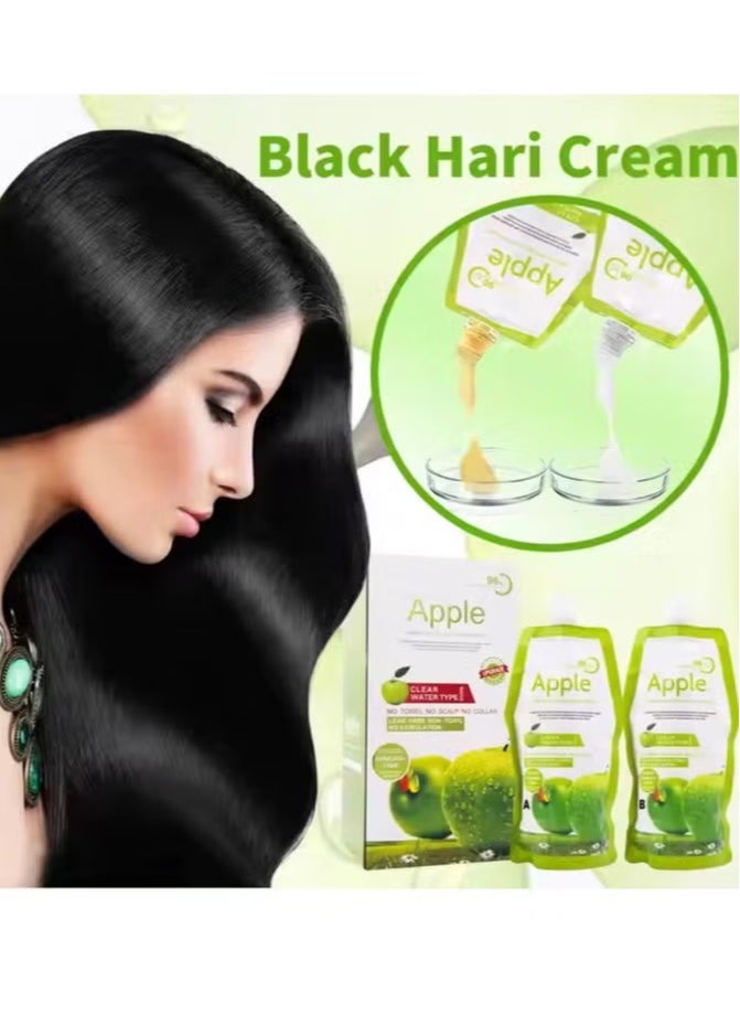 APPLE COSMETIC - Ammonia free Black Hair DYE Cream, No Toxic, No Stimulation, Natural Black Hair Colour cream - Image 1