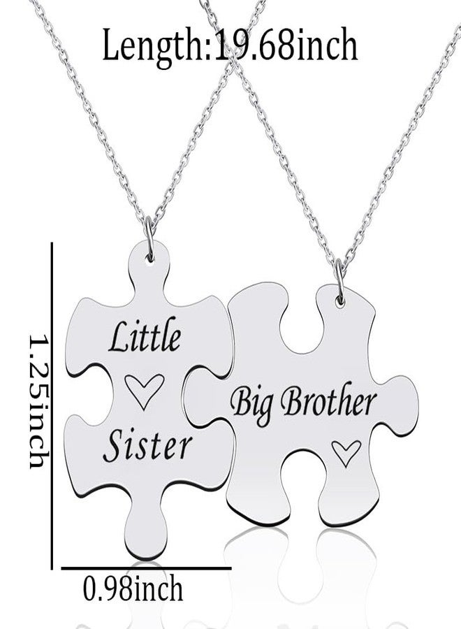 Sisadodo Big Brother Little Sister Necklace for Women Men Little Sister Birthday Gifts from Big Brother Matching Necklaces Gift for Man Christmas Presents for Men Women Sibling Matching Necklace - Image 2