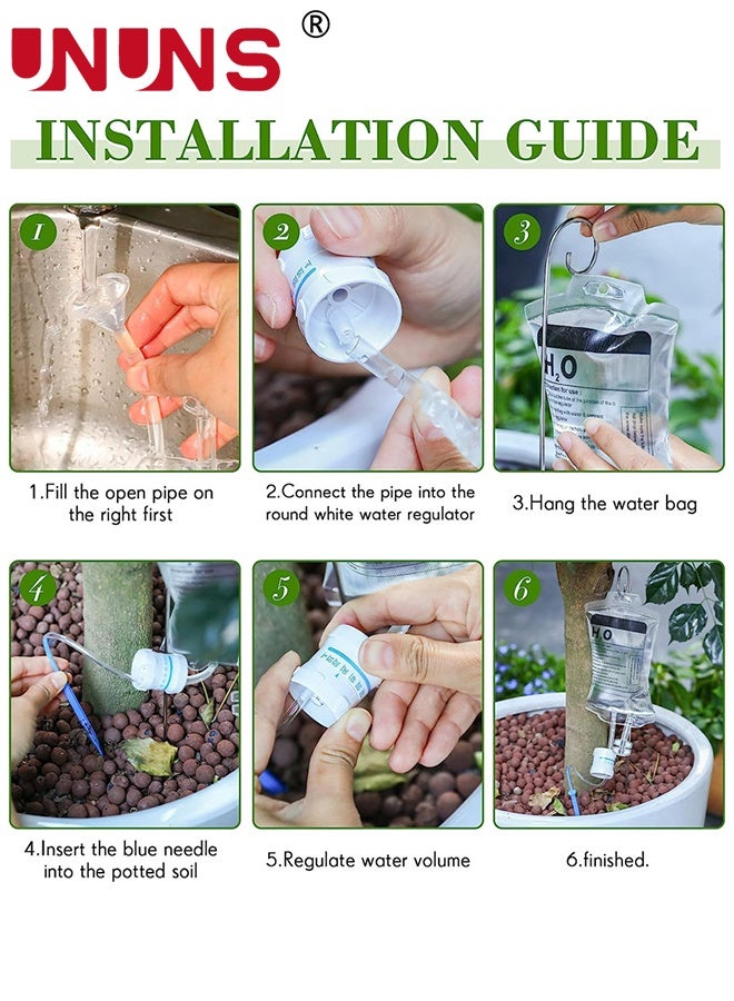 UNUNS Self Watering Bag,2pcs Automatic Watering System with Two Hooks for Houseplants,Self Watering Devices Irrigation Drippers,Self Automatic Plant Watering System with 350 ml Water Bag - Image 4