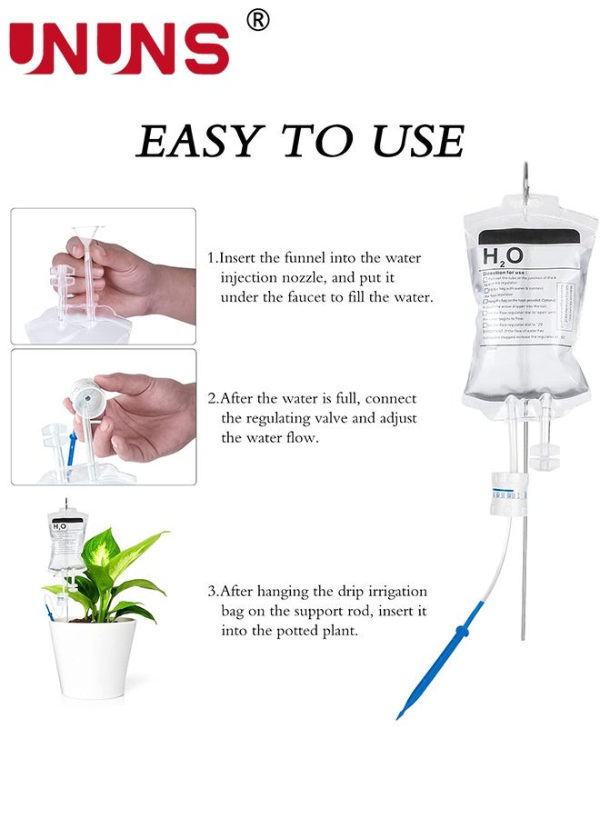 UNUNS Self Watering Bag,2pcs Automatic Watering System with Two Hooks for Houseplants,Self Watering Devices Irrigation Drippers,Self Automatic Plant Watering System with 350 ml Water Bag - Image 2