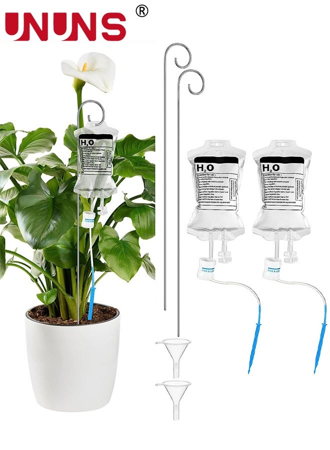 UNUNS Self Watering Bag,2pcs Automatic Watering System with Two Hooks for Houseplants,Self Watering Devices Irrigation Drippers,Self Automatic Plant Watering System with 350 ml Water Bag - Image 1