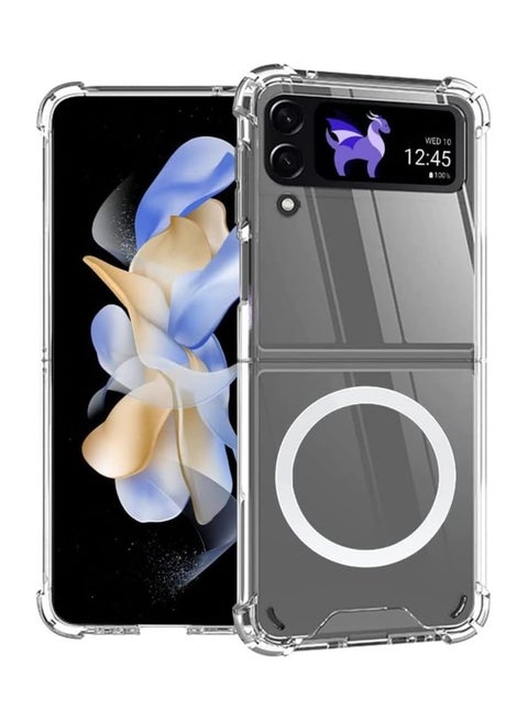 Magnetic Case for Samsung Galaxy Z Flip 3 Compatible with MagSafe Accessories, Transparent Hard PC Protective Phone Cover, Anti-Scratch (Clear)
