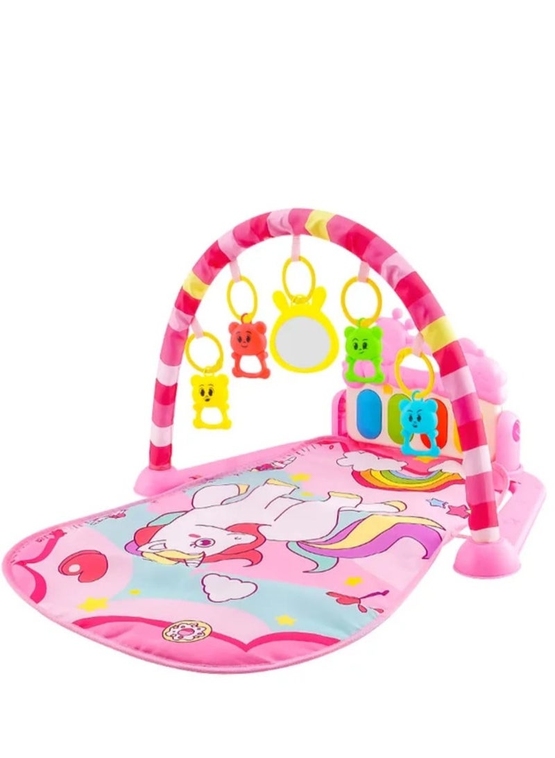 Musical Piano Play Mat for Babies with Activity Gym and Hanging Toys - Multi-Color