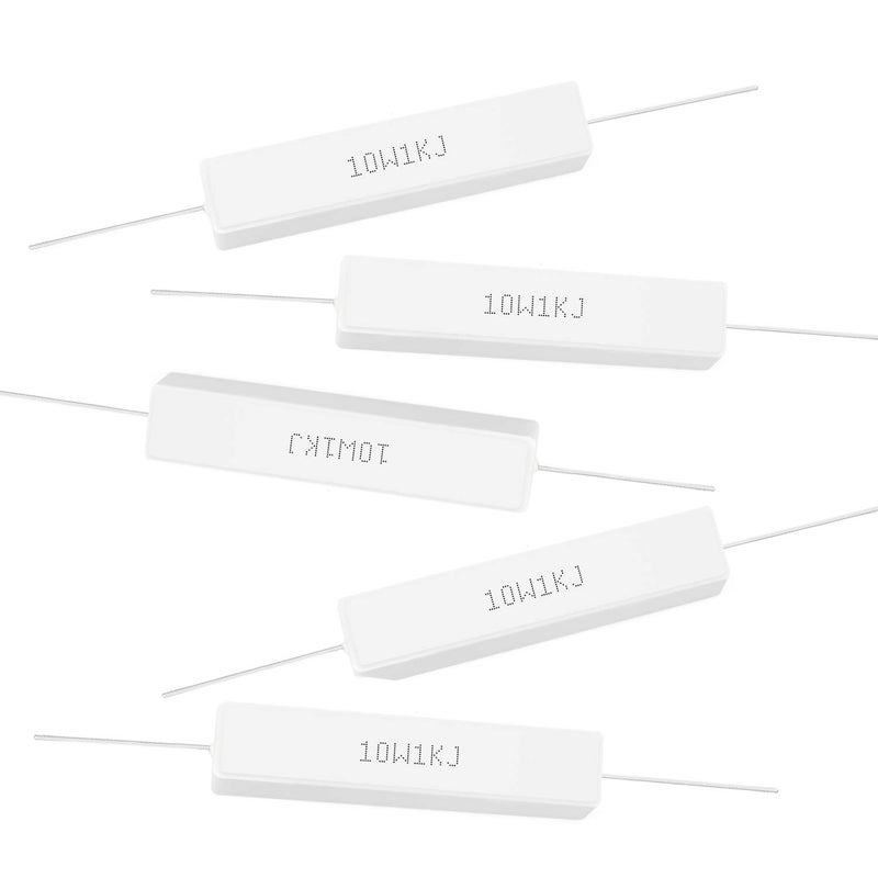 CHANZON 10pcs 10W Ceramic Cement Resistor 1K Ω ohm ±5% Tolerance Wirewound Induction 1KR - Image 3