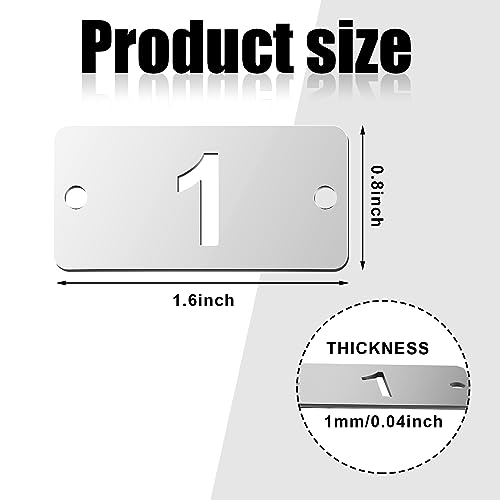 Hicarer 1-100 Numbered Tags 100 Pcs Rectangle Metal Tags Stainless Steel Number ID Key Tag with Holes for Hotel Dormitory Lockers(1.57 x 0.79 Inches) - Image 2