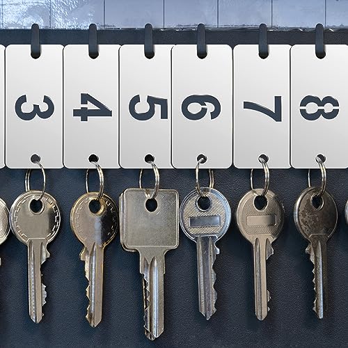 Hicarer 1-100 Numbered Tags 100 Pcs Rectangle Metal Tags Stainless Steel Number ID Key Tag with Holes for Hotel Dormitory Lockers(1.57 x 0.79 Inches) - Image 4