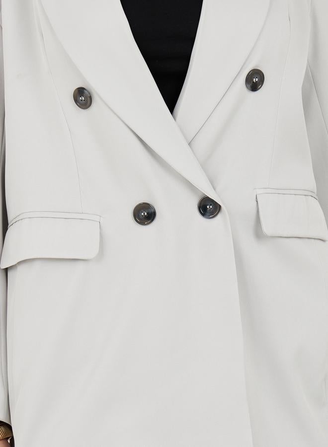 Styli Oversized Fit Longline Double Breasted Blazer  - Image 4