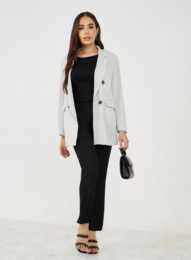 Styli Oversized Fit Longline Double Breasted Blazer  - Image 3