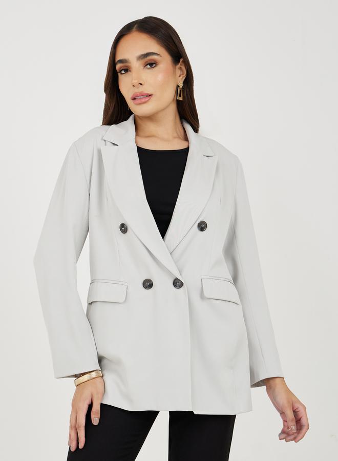 Styli Oversized Fit Longline Double Breasted Blazer  - Image 2