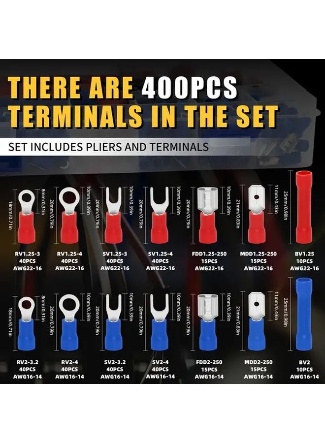 Multifunctional European Wire Crimper SN 02C With 400PCS Pre Insulated Terminal Crimping Pliers Set - Image 4