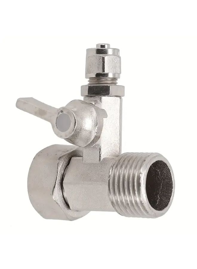 Silvery 1 2 To 1 4 Chrome Water Adapter With Shut Off Ball Valve And Tee Corrosion Resistant Threaded Faucet - Image 1