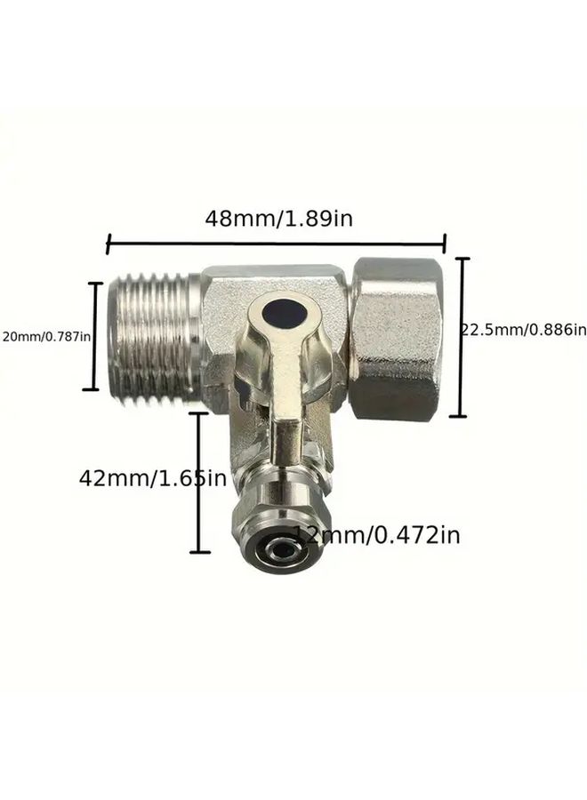 Silvery 1 2 To 1 4 Chrome Water Adapter With Shut Off Ball Valve And Tee Corrosion Resistant Threaded Faucet - Image 3