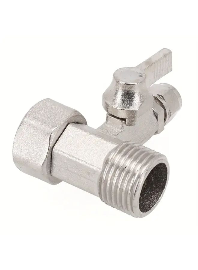 Silvery 1 2 To 1 4 Chrome Water Adapter With Shut Off Ball Valve And Tee Corrosion Resistant Threaded Faucet - Image 2