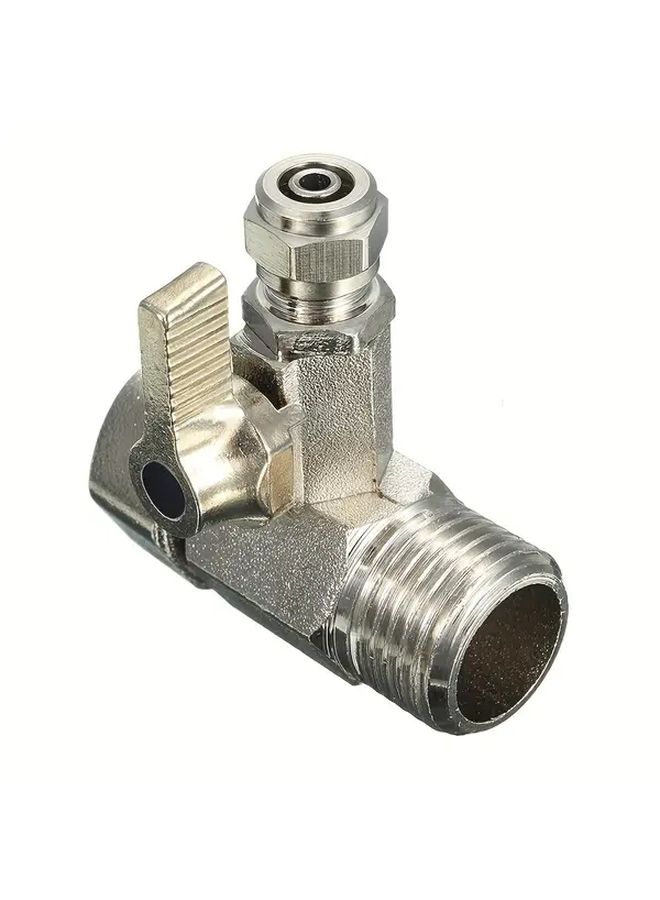 Silvery 1 2 To 1 4 Chrome Water Adapter With Shut Off Ball Valve And Tee Corrosion Resistant Threaded Faucet - Image 4