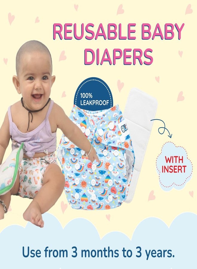 Bumsies Reusable Cloth Diaper with Removable Insert for NewBorn Baby/Toddler - Adjustable, Washable, Skin-Friendly | Absorbs up to 3pees | Helps in Potty Training | For 2-5 kgs | 0-3 months, Blue - Image 4
