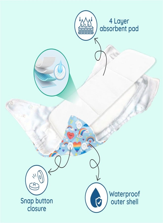Bumsies Reusable Cloth Diaper with Removable Insert for NewBorn Baby/Toddler - Adjustable, Washable, Skin-Friendly | Absorbs up to 3pees | Helps in Potty Training | For 2-5 kgs | 0-3 months, Blue - Image 5
