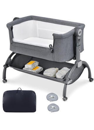 Baby Bedside Crib, Heights Adjustable Rocking Bassinet with Mattress, Storage Shelf and Travel Bag, Newborn Sleeper for Birth to 9kg (Grey) - pzsku/ZDAE8345FEF4A0A321A6BZ/45/_/1690857596/aefa3de5-7f8f-4e2e-82b0-ada986045d9e