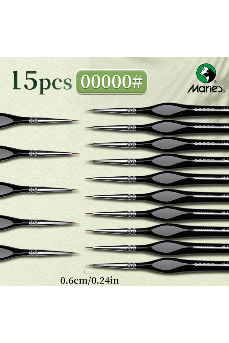 erorex 15pcs 10/12/15pcs 00000 Marie's Miniature Paint Brushes, Detail Paintbrushes Set for Acrylic,Number,
