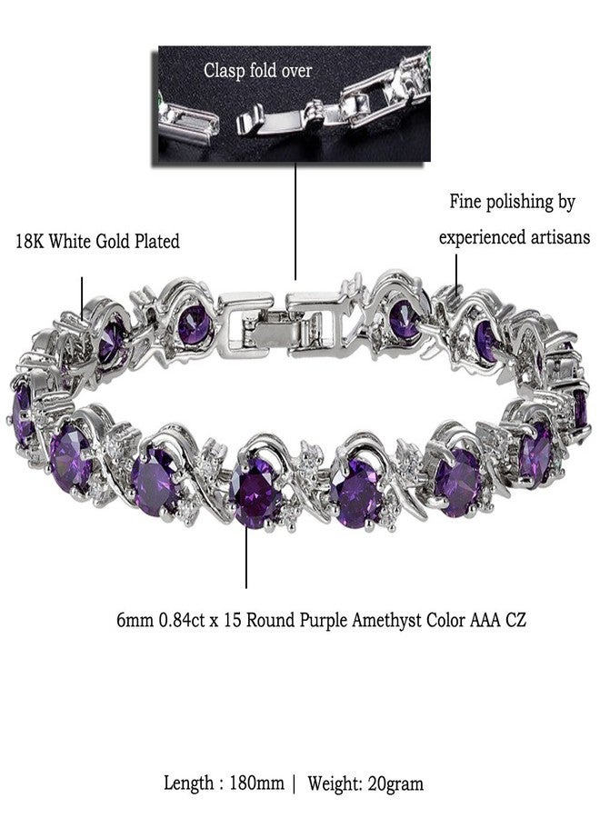 RIZILIA BLOSSOM Tennis Bracelet & Round Cut CZ [6 Colors available] in White Gold Plated, 7", 7 inches, Stone White Gold Brass Nickel - Image 2