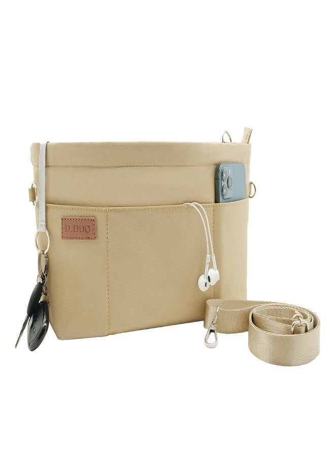 D.DUO Bag Organizer Insert, Crossbody Bag, Tote Organizer Insert with Adjustable Bag Strap, Waterproof Nylon Purse Inserts (Beige, M) - Image 1