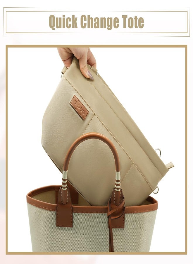D.DUO Bag Organizer Insert, Crossbody Bag, Tote Organizer Insert with Adjustable Bag Strap, Waterproof Nylon Purse Inserts (Beige, M) - Image 2