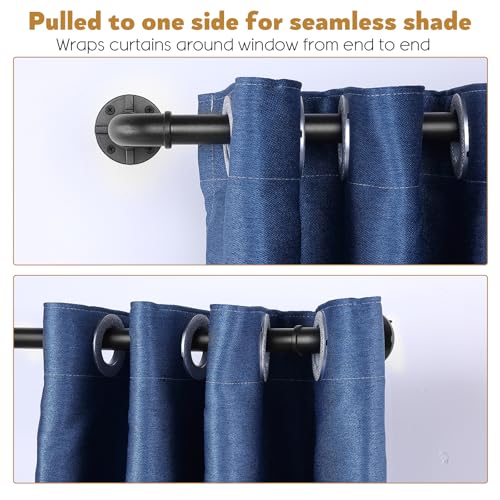 YAJUXIU Black Industrial Curtain Rod for Windows 66-120 Inches - Rustic 1 Inch Rod for Indoor or Outdoor Use, Adjustable from 30 to 120 Inches - Image 2