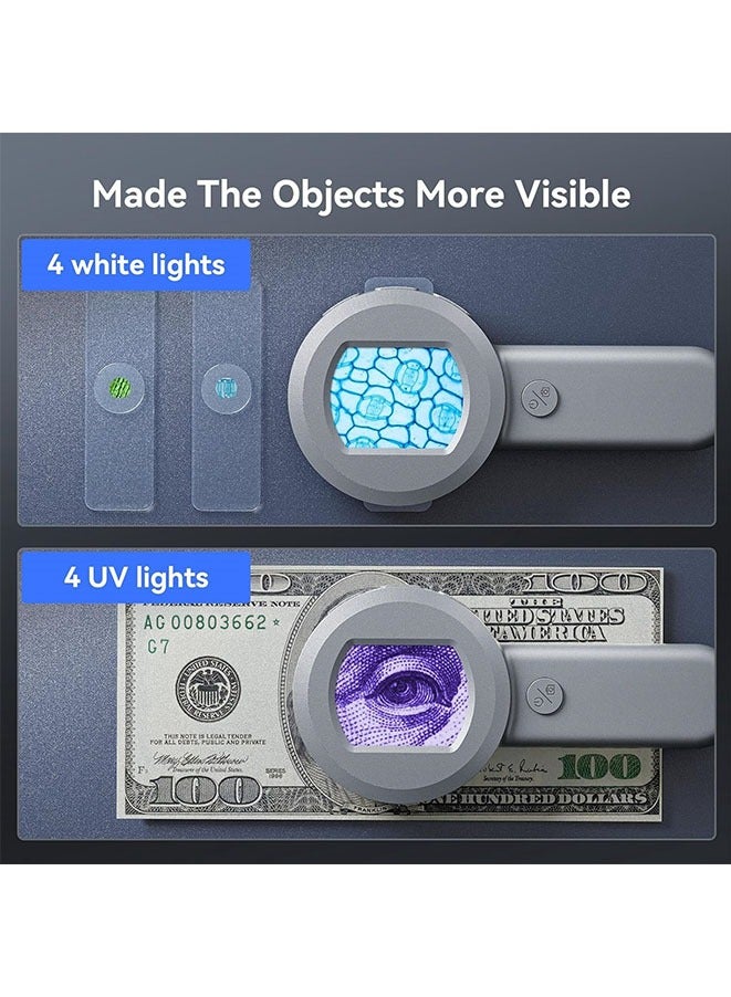 Muyixin ميكروسكوب رقمي محمول بشاشة LCD 2 بوصة، ميكروسكوب جيب محمول 100X للأطفال مع بطاقة TF سعة 32GB، مكبر عدسات إلكتروني مع أضواء قابلة للتعديل، كاميرا USB إلى الكمبيوتر - Image 5