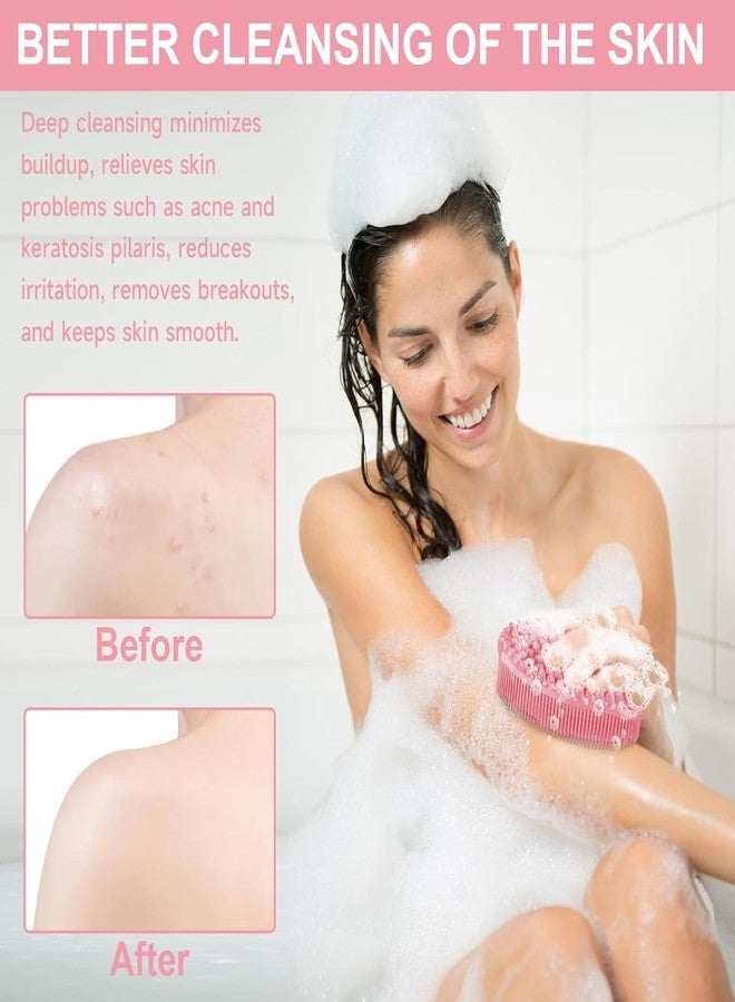 EPISKEY Silicone Bathing Scrubber - Exfoliating Cleaning Bath Brush - Soft Body Wash Shower Brushes (Rose Gold) (FLEXI_PINK) - Image 4