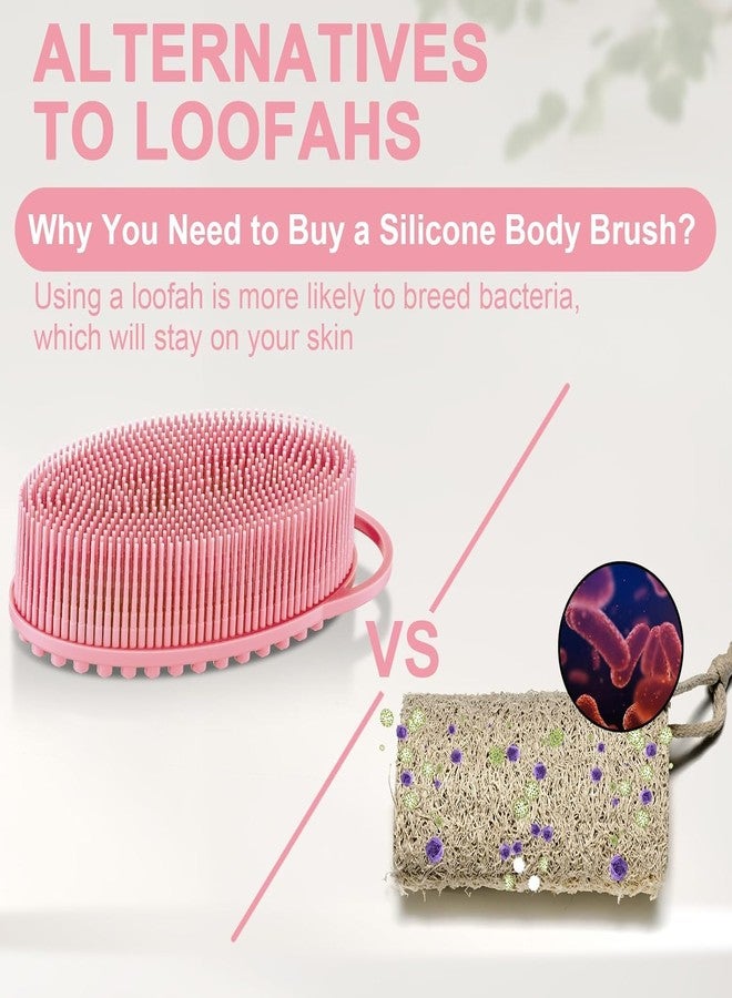 EPISKEY Silicone Bathing Scrubber - Exfoliating Cleaning Bath Brush - Soft Body Wash Shower Brushes (Rose Gold) (FLEXI_PINK) - Image 2