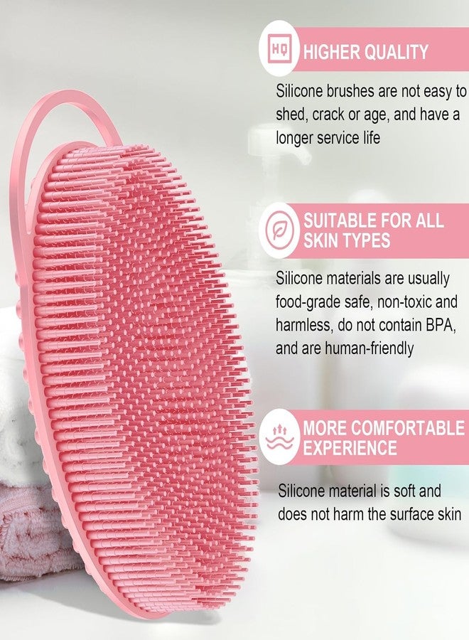 EPISKEY Silicone Bathing Scrubber - Exfoliating Cleaning Bath Brush - Soft Body Wash Shower Brushes (Rose Gold) (FLEXI_PINK) - Image 3